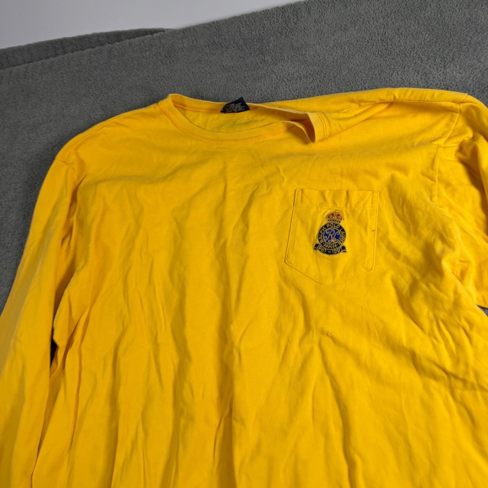 Polo Ralph Lauren Yellow Long Sleeve Pocket T-Shirt Crest Patch Mens L